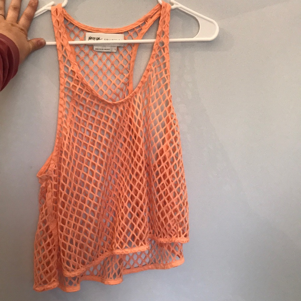 Peach Fishnet Crop Top